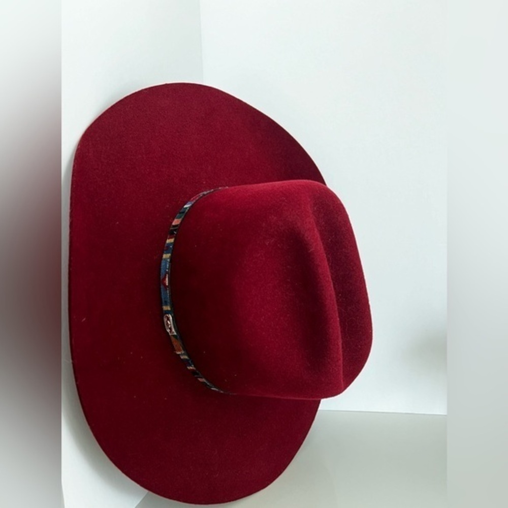 Smithbilt Red Wool Felt Unisex Cowboy Hat Size 7.5